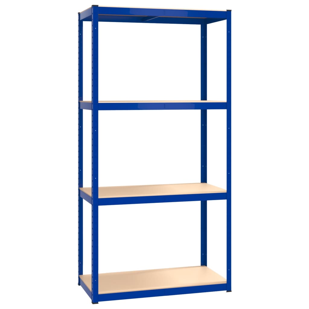 vidaXL Scaffali a 4 Ripiani 3 pz Blu in Acciaio e Legno Multistrato