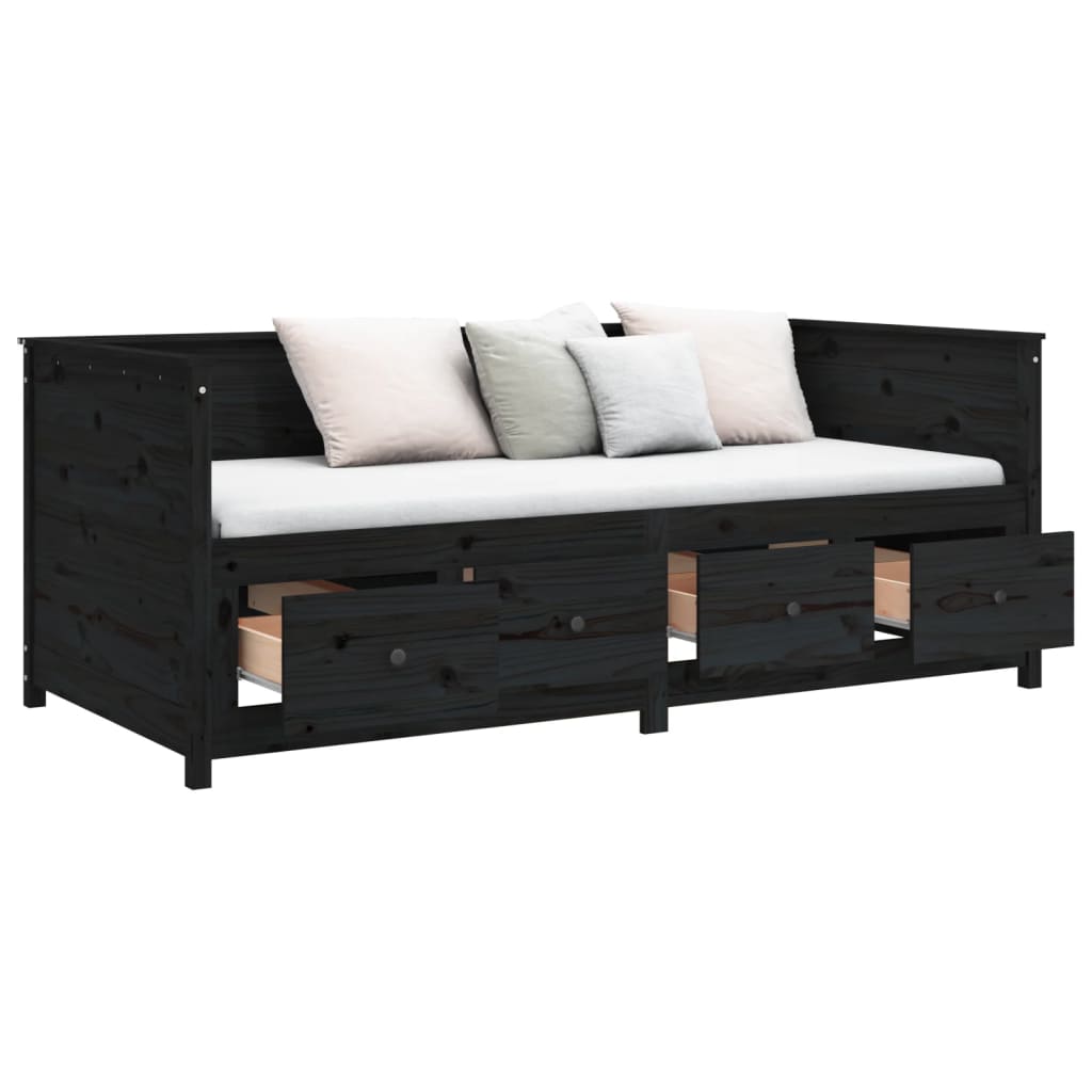 vidaXL Dormeuse Nera 75x190 cm in Legno Massello di Pino