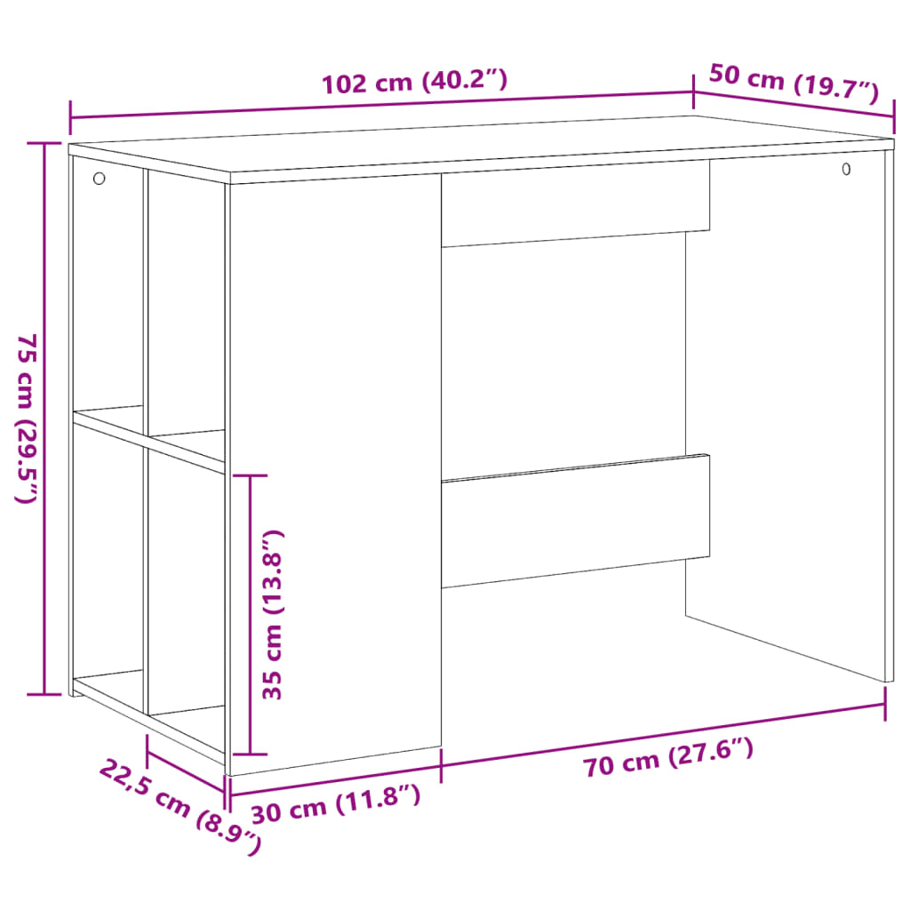 vidaXL Scrivania Grigio Sonoma 102x50x75 cm in Legno Multistrato