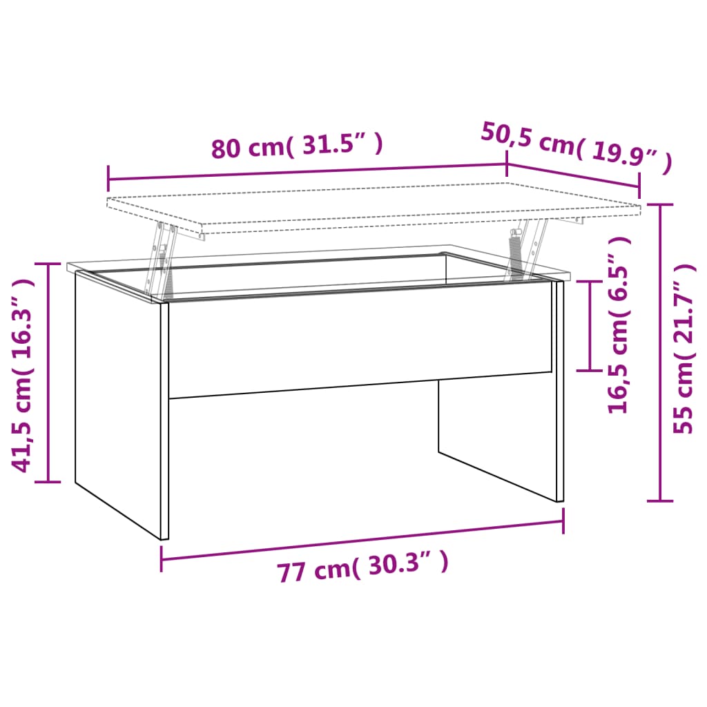 vidaXL Tavolino Grigio Cemento 80x50,5x41,5 cm in Legno Multistrato