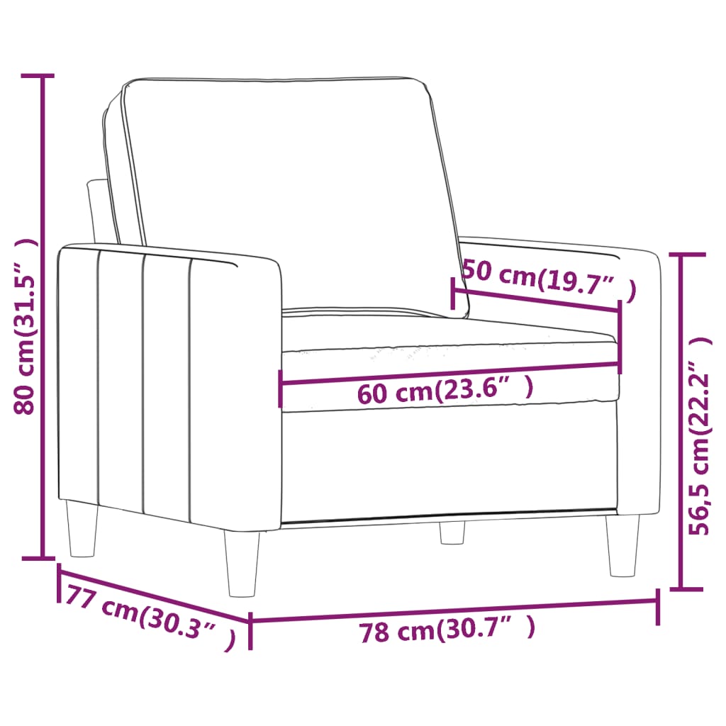 vidaXL Poltrona Rosa 60 cm Velluto