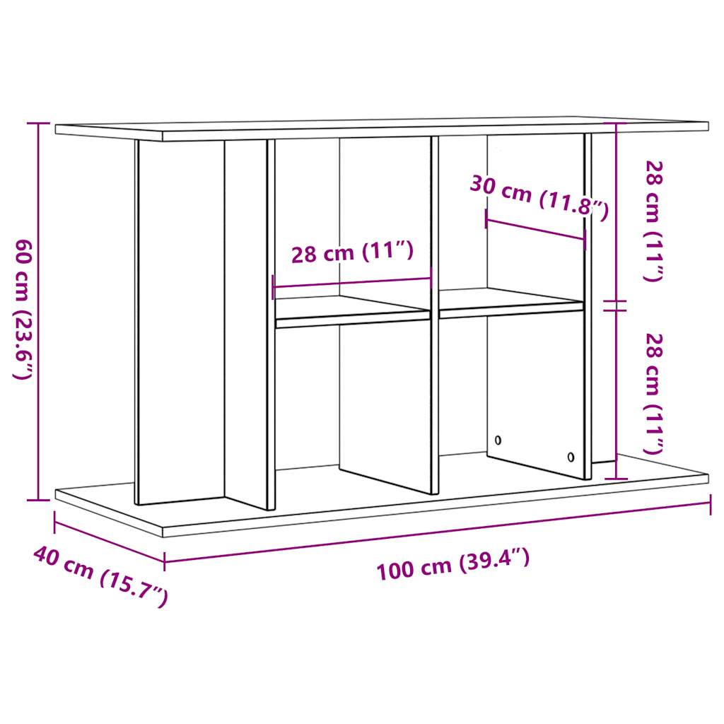 vidaXL Supporto Acquario 100x40x60cm in Legno Multistrato Legno Antico