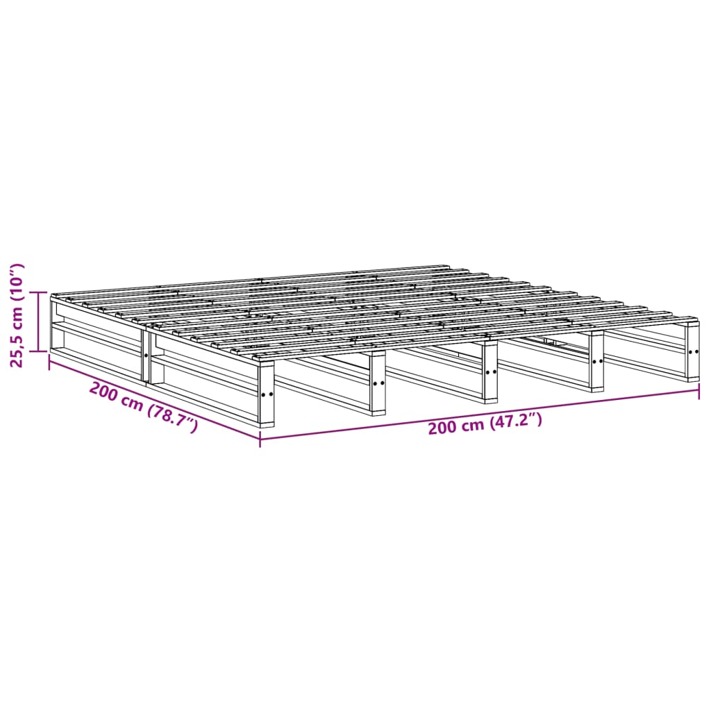 vidaXL Letto senza Materasso 200x200 cm in Legno Massello di Pino