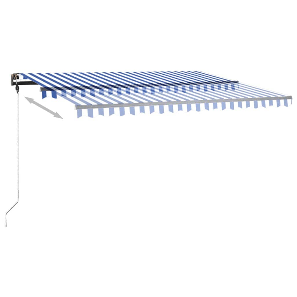 vidaXL Tenda da Sole Retrattile Manuale con LED 450x350 cm Blu Bianco