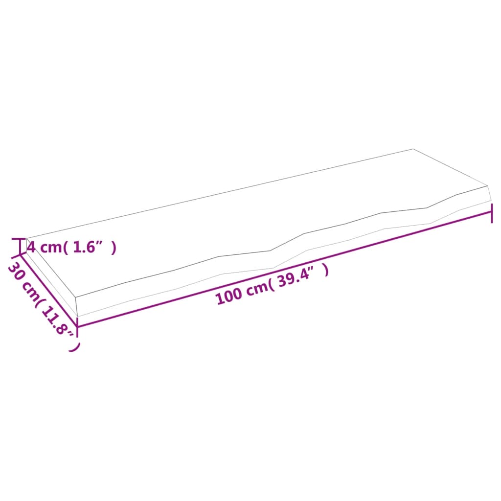 vidaXL Piano Bagno Marrone 100x30x(2-4) cm Legno Massello Trattato