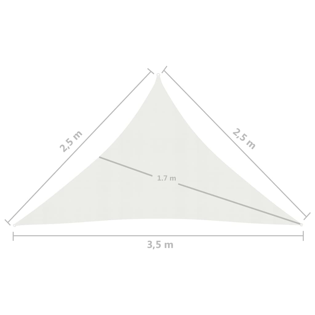 vidaXL Vela Parasole 160 g/m² Bianca 2,5x2,5x3,5 m in HDPE