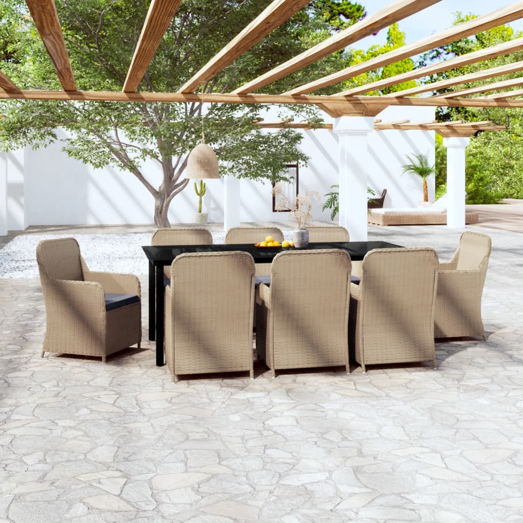 vidaXL Set da Pranzo da Giardino 9 pz con Cuscini Marrone