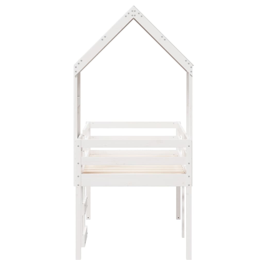 vidaXL Letto a Soppalco con Tetto Bianco 75x190 cm in Legno di Pino