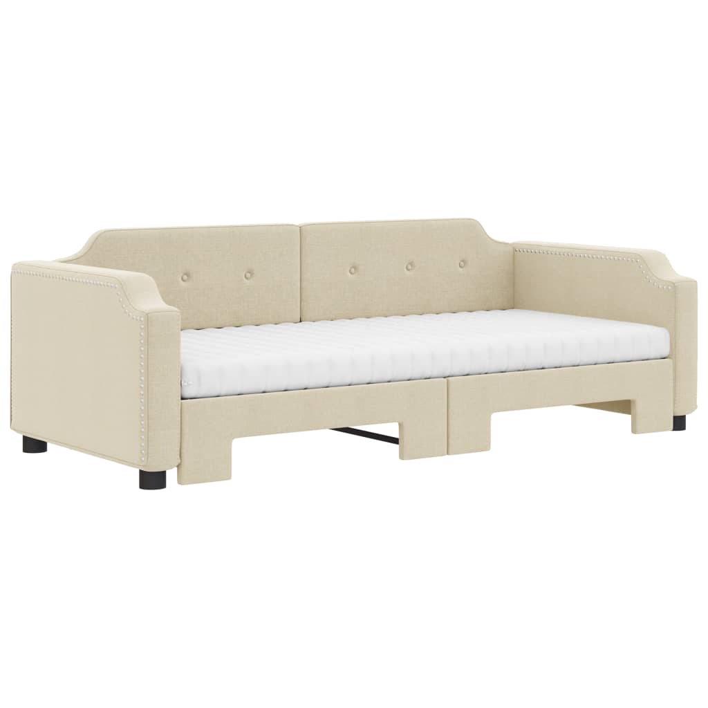 vidaXL Divano Letto Estraibile con Materassi Crema 80x200 cm Tessuto