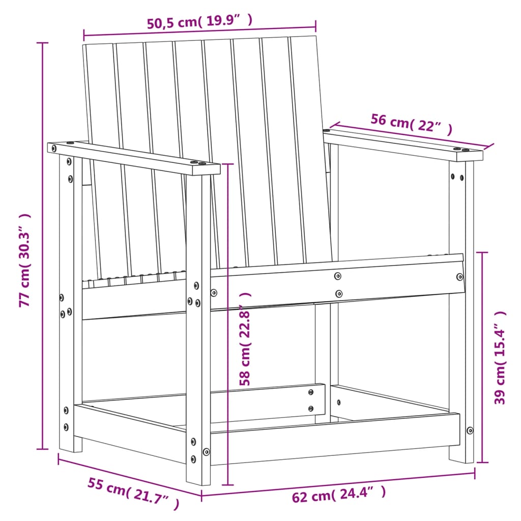 vidaXL Sedia da Giardino 62x56x77 cm in Legno Massello di Pino