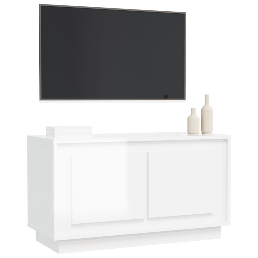 vidaXL Mobile Porta TV Bianco Lucido 80x35x45 cm in Legno Multistrato