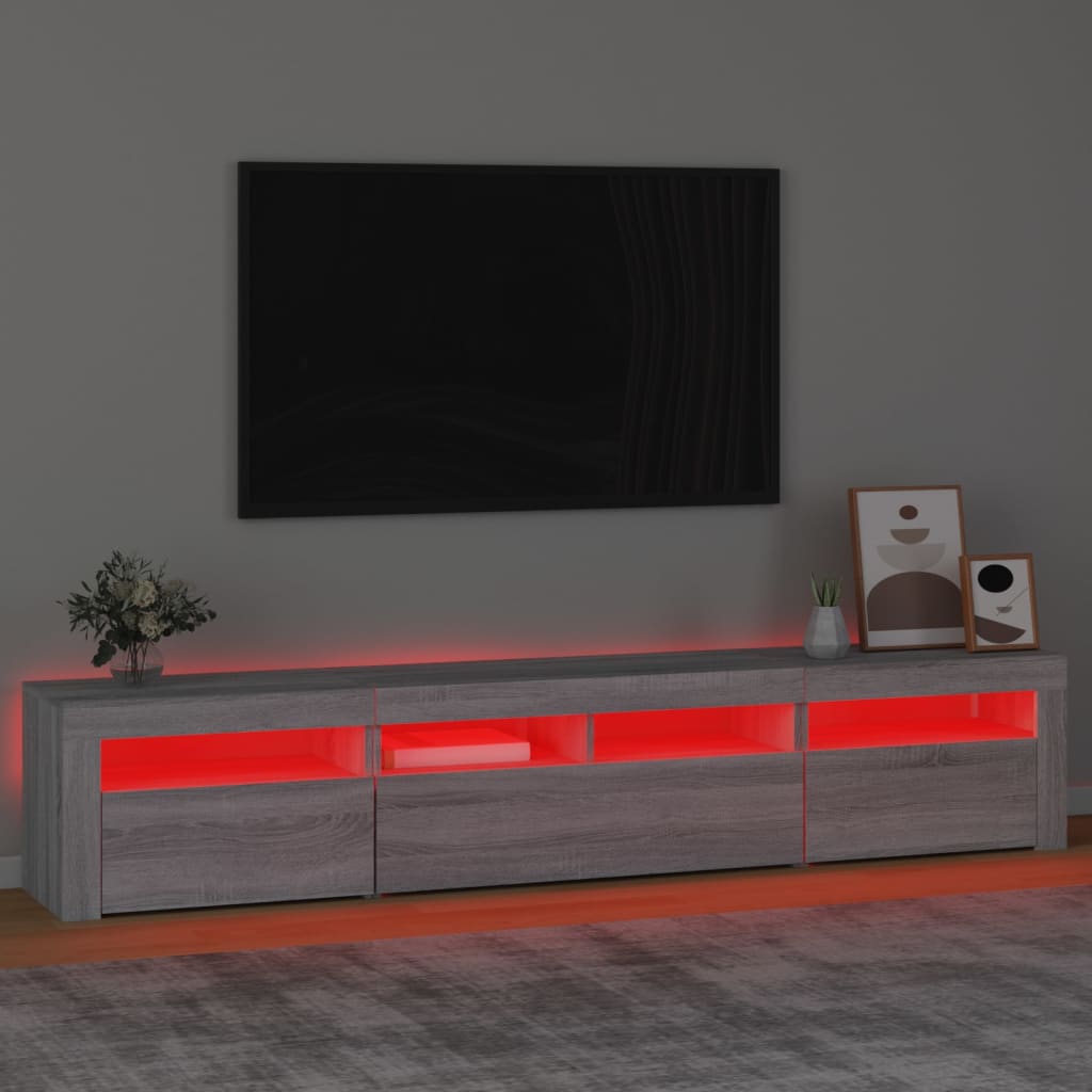 vidaXL Mobile Porta TV con Luci LED Grigio Sonoma 210x35x40 cm