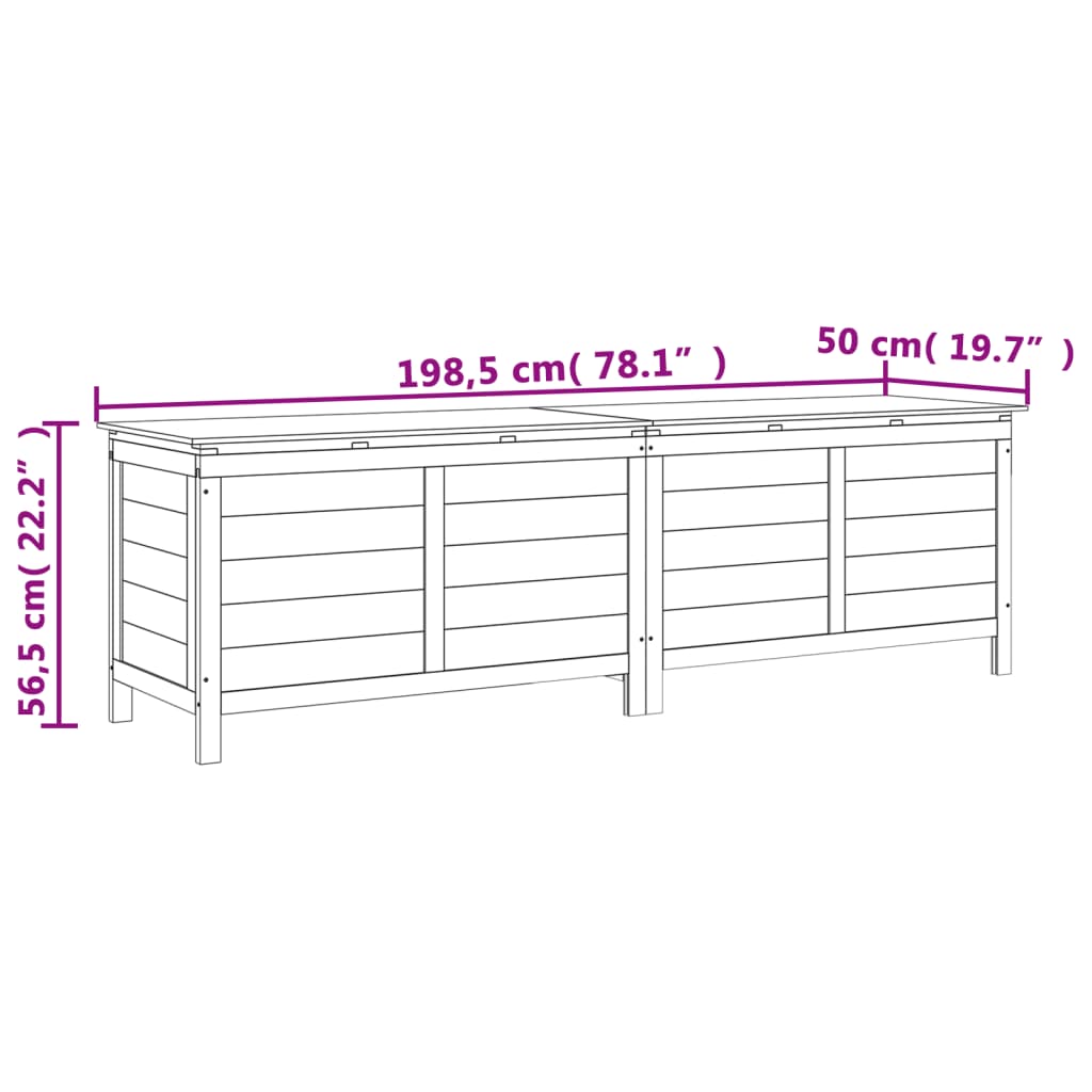 vidaXL Contenitore da Giardino Bianco 198,5x50x56,5 cm Massello Abete