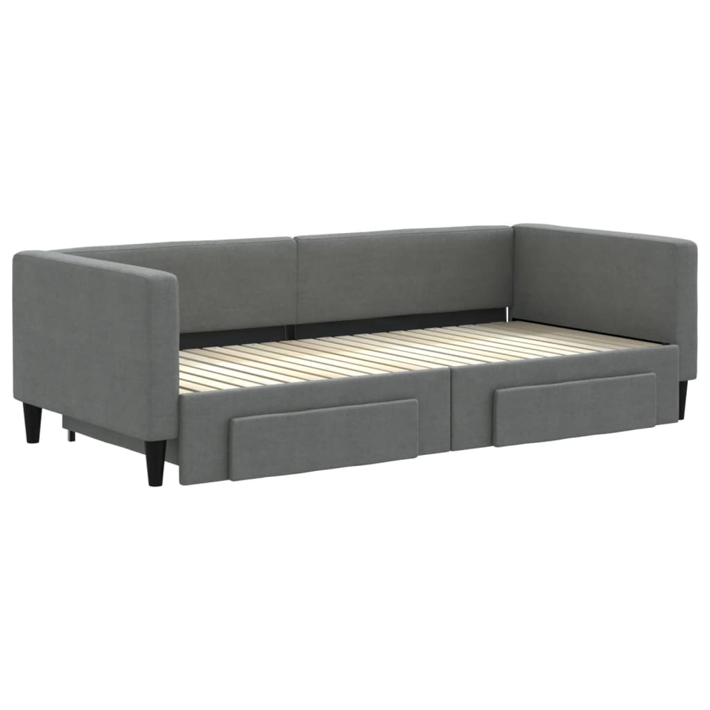 vidaXL Divano Letto Estraibile Cassetti Grigio Scuro 90x200cm Tessuto