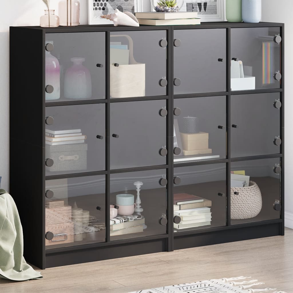 vidaXL Libreria con Ante Nera 136x37x109 cm in Legno Multistrato