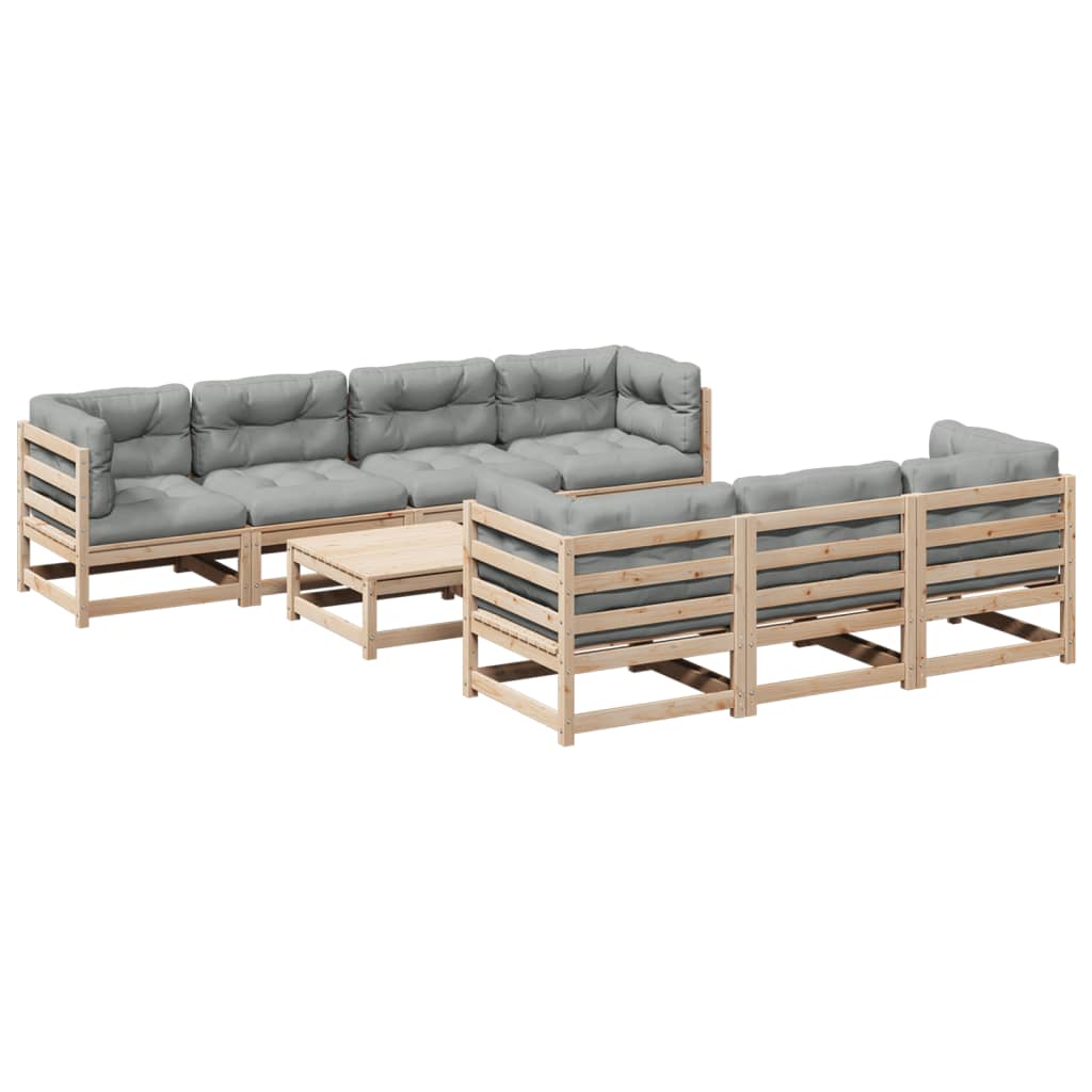 vidaXL Set Divani da Giardino 8 pz con Cuscini Legno Massello di Pino