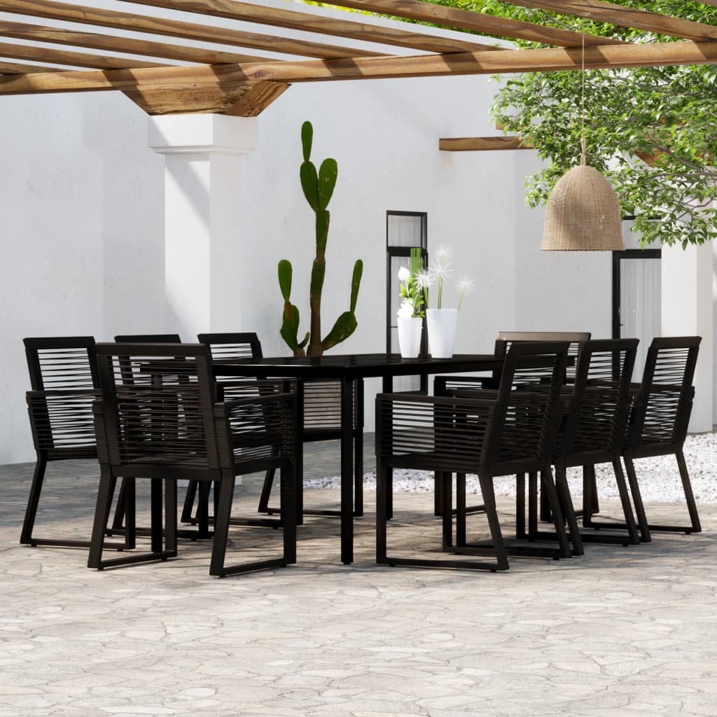 vidaXL Set da Pranzo per Giardino 9 pz con Cuscini Nero