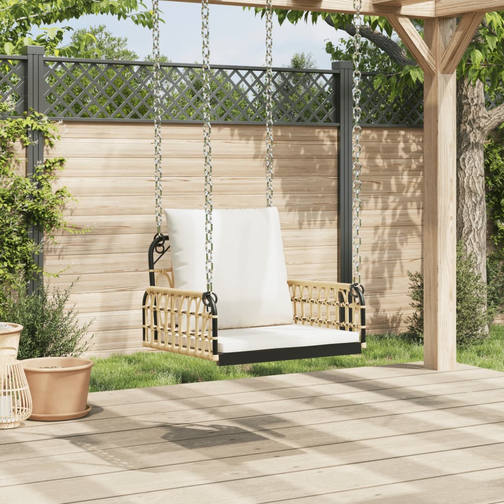 vidaXL Sedia a Dondolo con Cuscini 63x58x39 cm Polyrattan e Acciaio