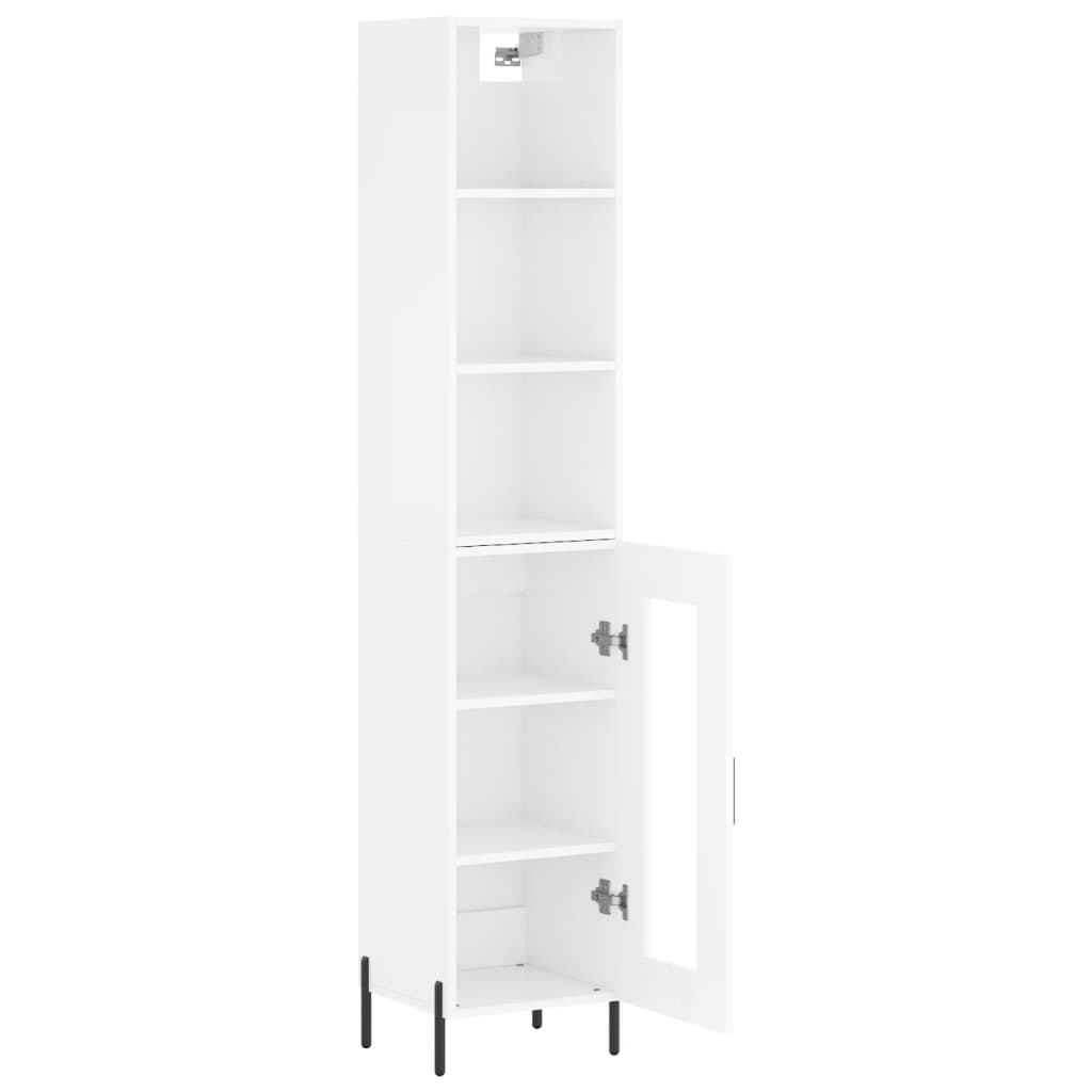 vidaXL Credenza 34,5x34x180 cm in Legno Multistrato Bianco Lucido