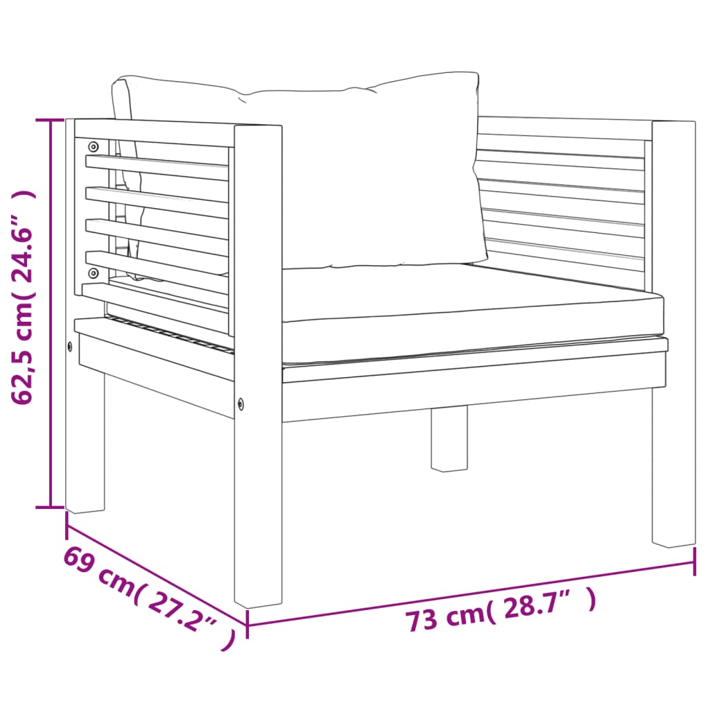 vidaXL Set Divani da Giardino 6 pz con Cuscini Crema in Legno Acacia