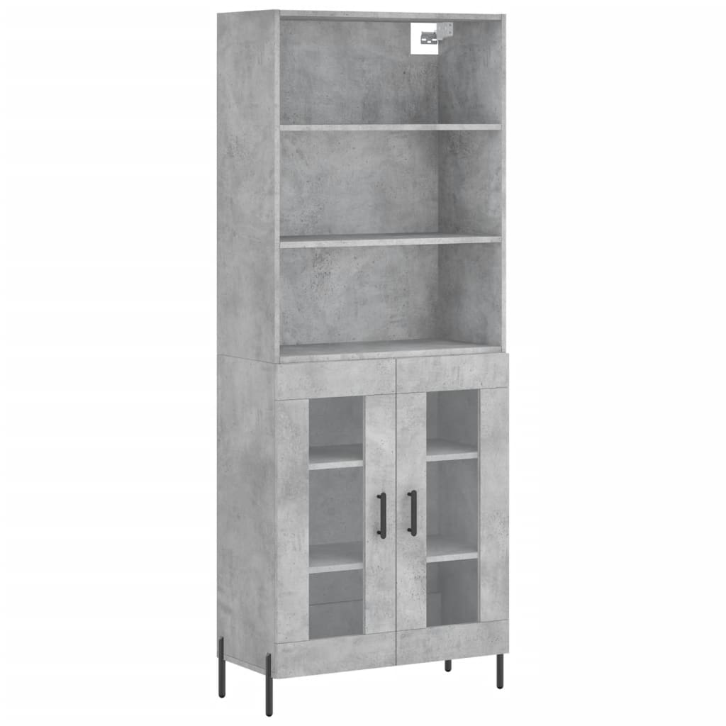 vidaXL Credenza Grigio Cemento 69,5x34x180 cm in Legno Multistrato