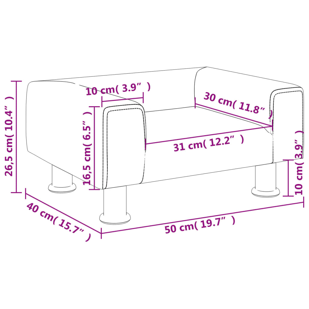 vidaXL Divano per Bambini Crema 50x40x26,5 cm in Velluto