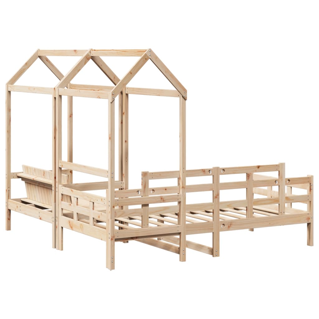 vidaXL Set Dormeuse e Panca con Tetto 90x200cm Legno Massello di Pino