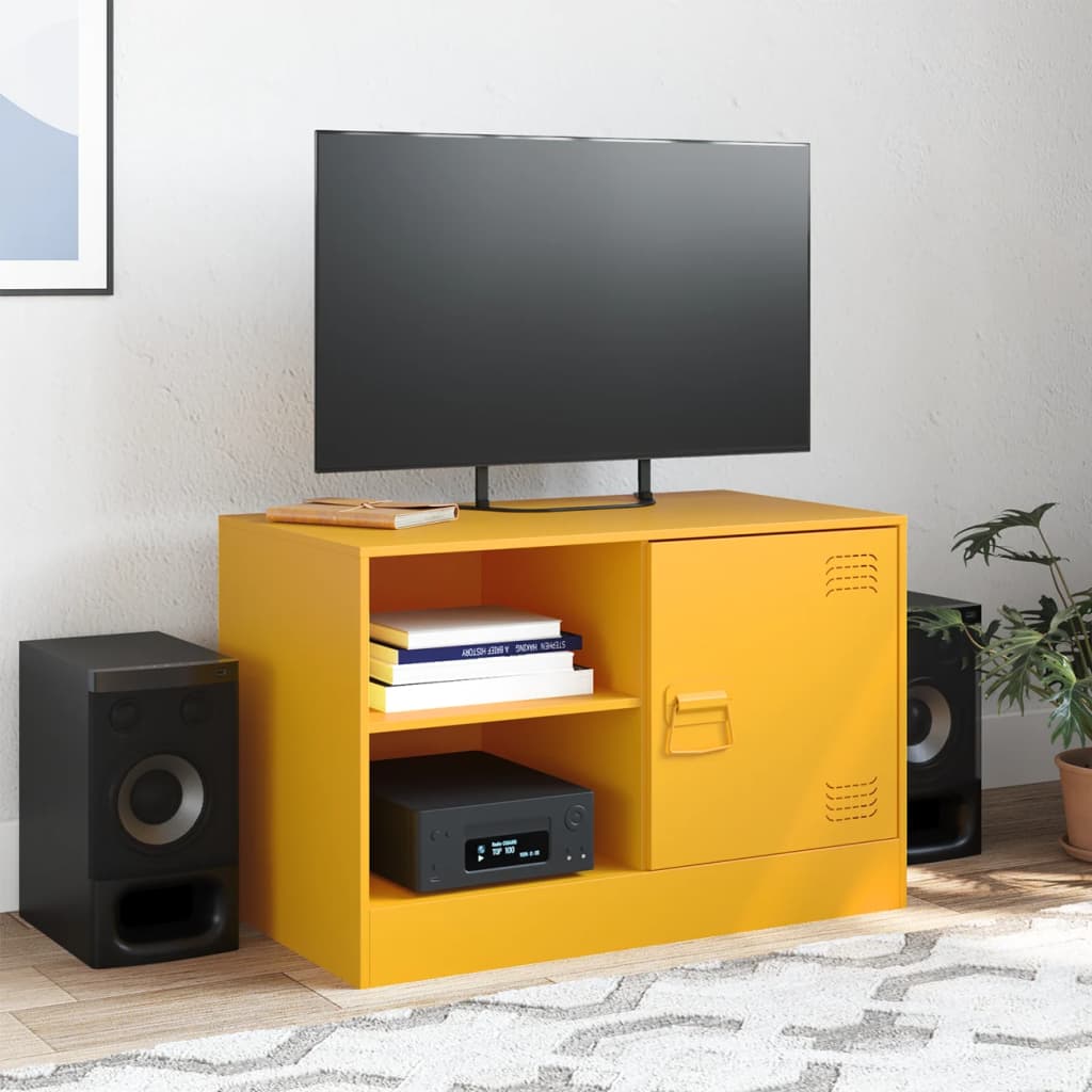 vidaXL Mobili TV 2 pz Giallo Senape 67x39x44 cm in Acciaio