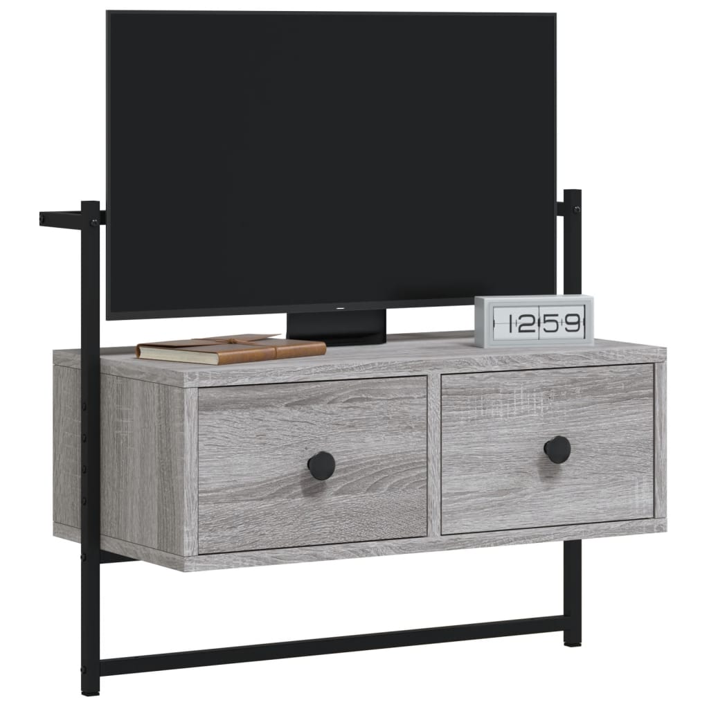 vidaXL Mobile TV a Muro Grigio Sonoma 60,5x30x51 cm Legno Multistrato