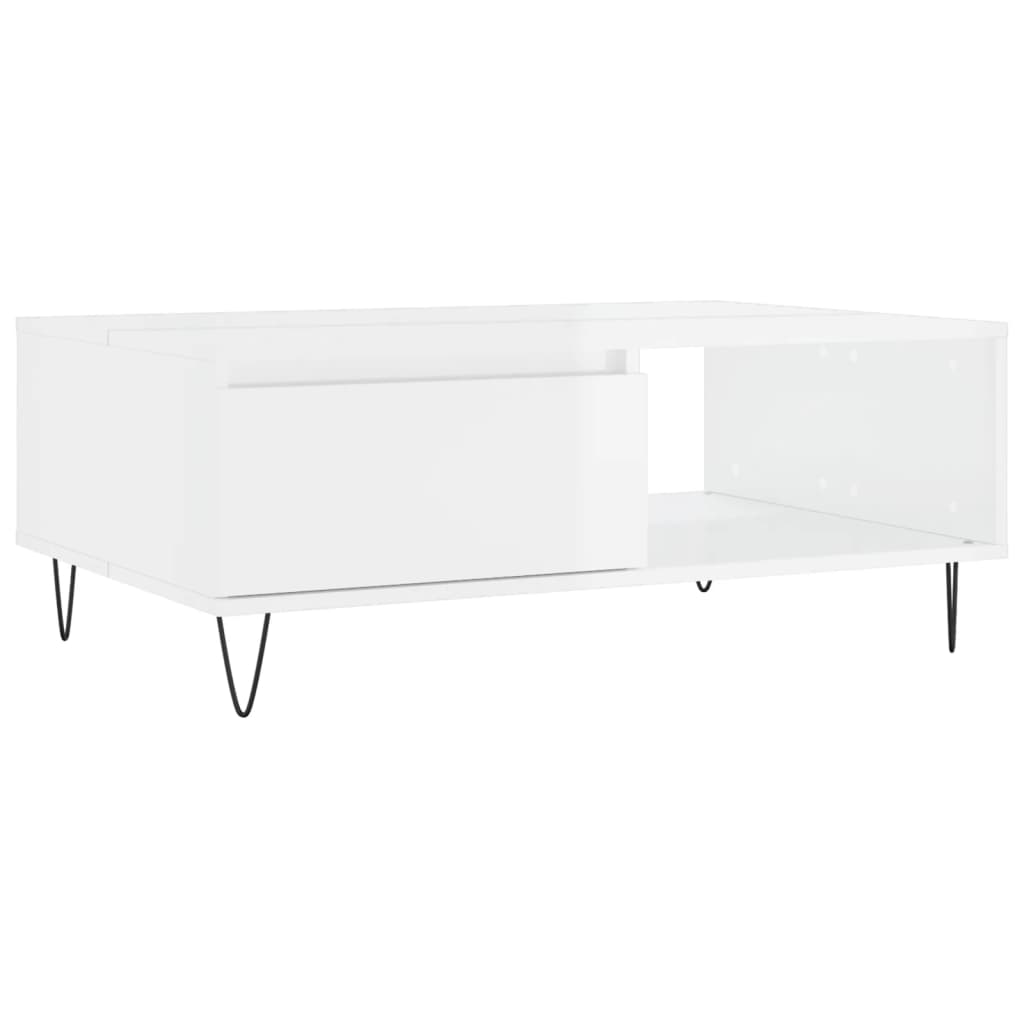 vidaXL Tavolino Salotto Bianco Lucido 90x60x35 cm in Legno Multistrato