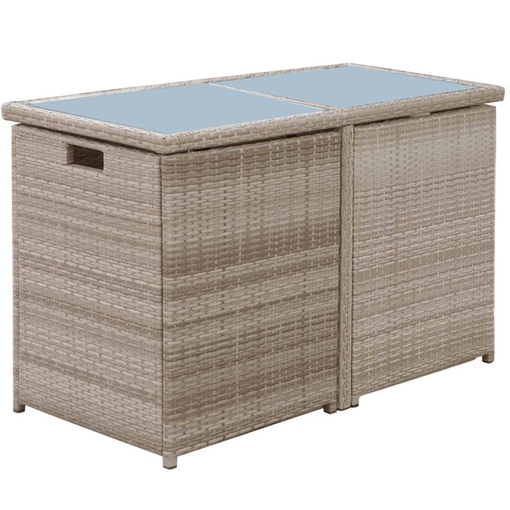 vidaXL Set da Bistrot 3 pz con Cuscini in Polyrattan Beige