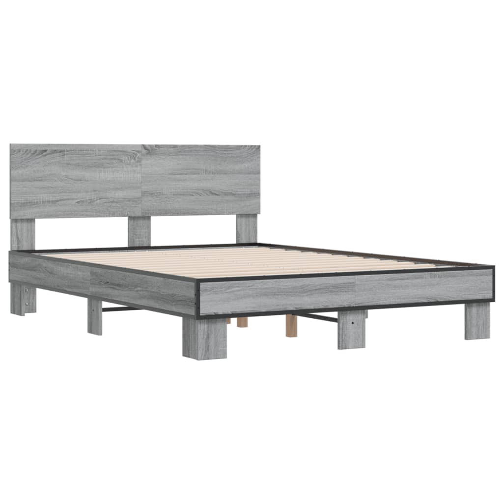 vidaXL Giroletto Grigio Sonoma 140x190 cm in Legno Multistrato Metallo