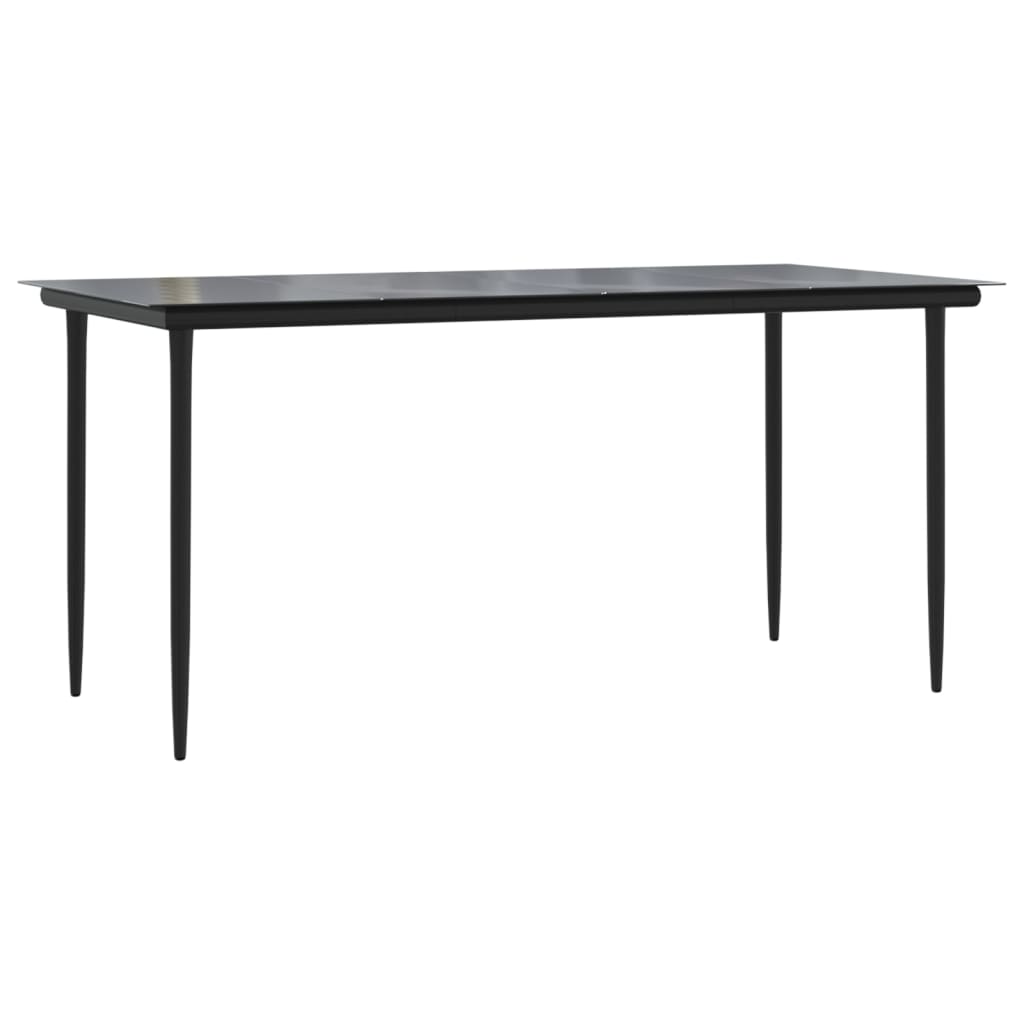 vidaXL Tavolo Pranzo Giardino Nero 160x80x74 Acciaio e Vetro Temperato