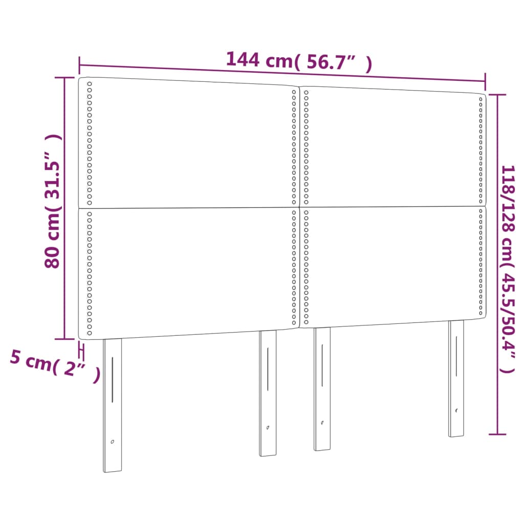 vidaXL Testiera a LED cappuccino 144x5x118/128 cm in Similpelle