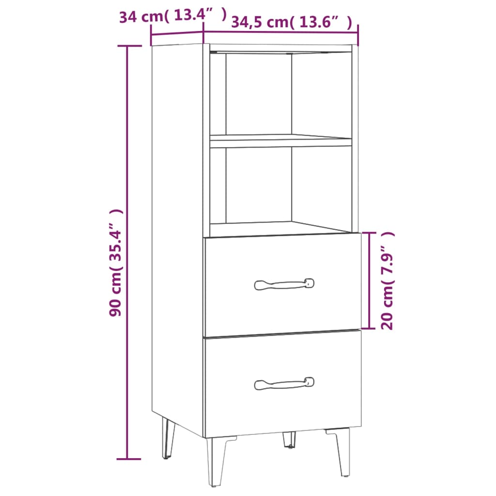 vidaXL Credenza Nera 34,5x34x90 cm in Legno Multistrato