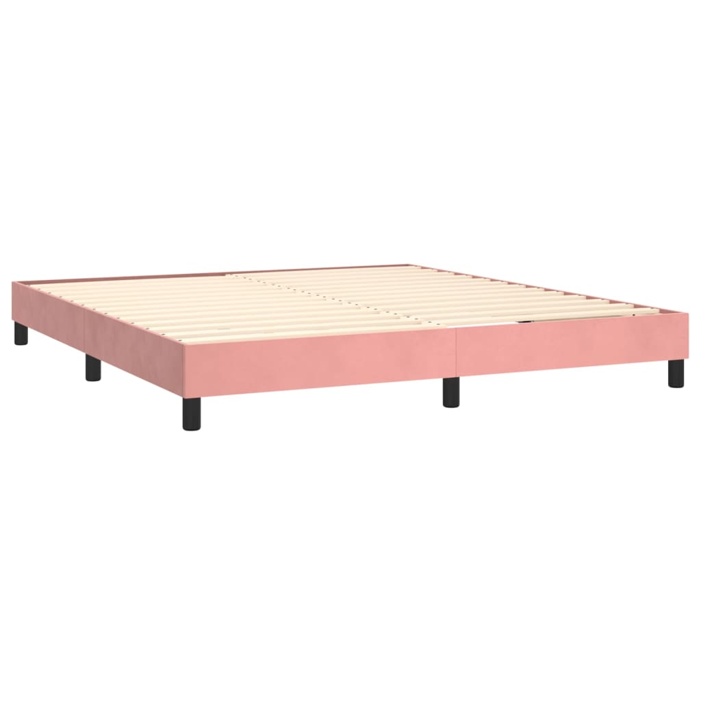 vidaXL Letto a Molle con Materasso e LED Rosa 160x200 cm in Velluto