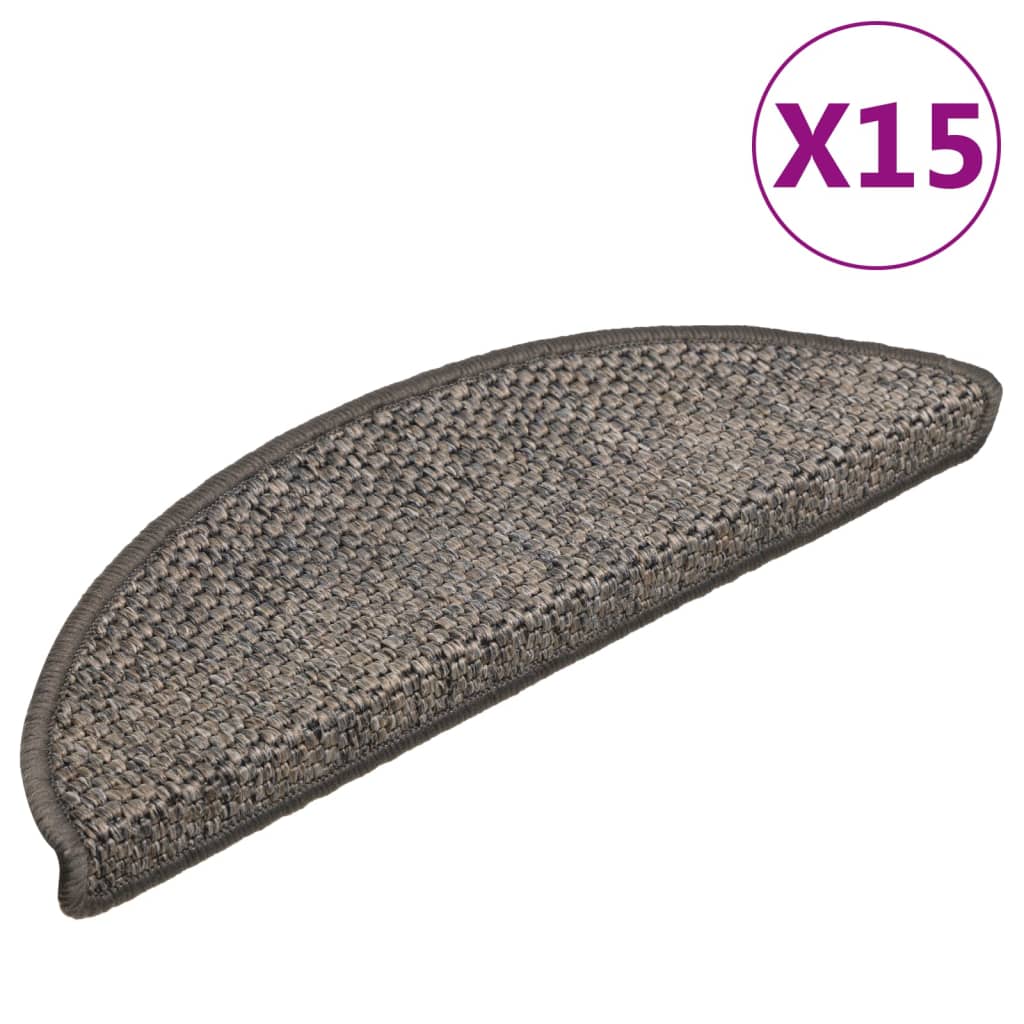 vidaXL Tappeti Adesivi Scale Aspetto Sisal 15 pz 56x17x3cm Marrone