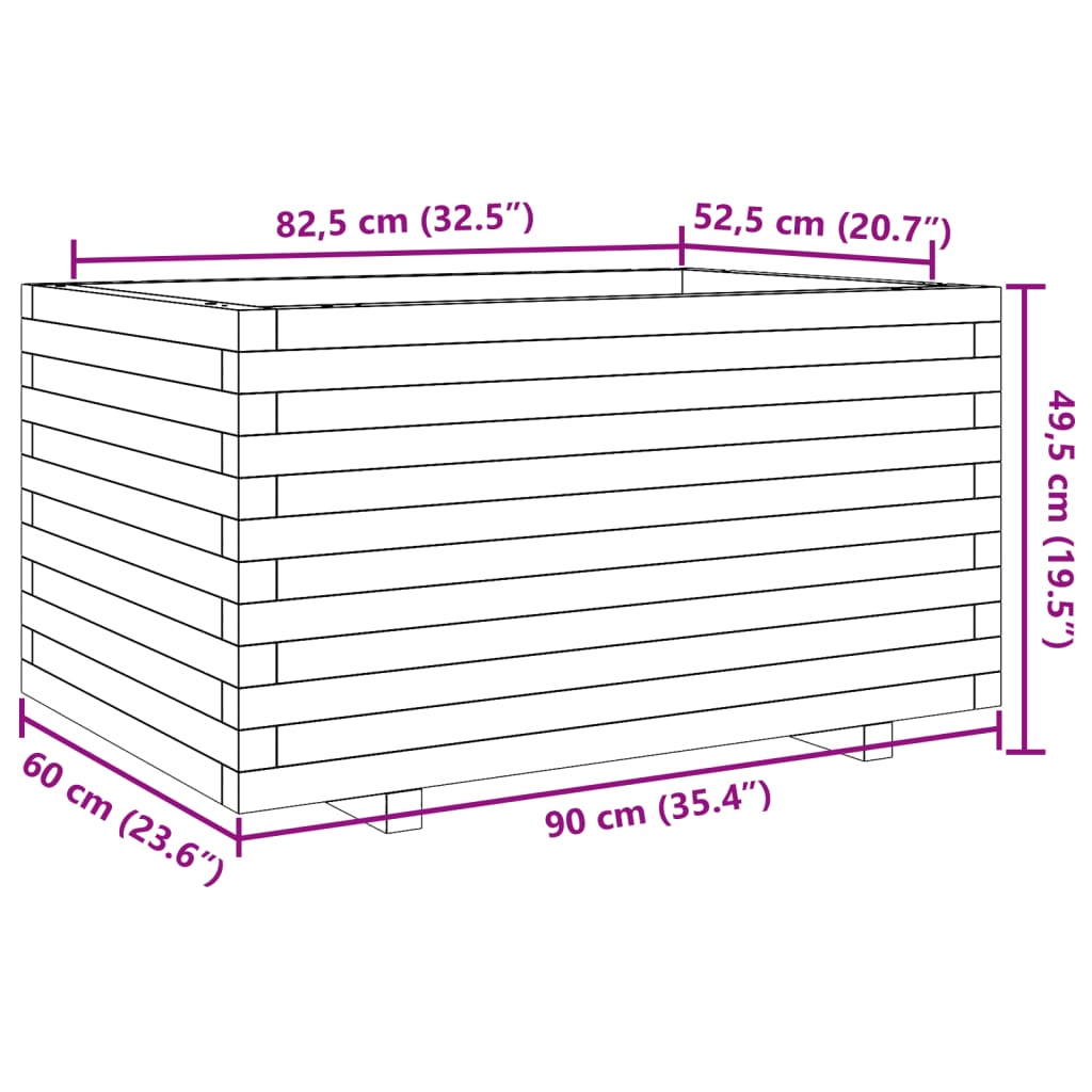 vidaXL Fioriera da Giardino 90x60x49,5 cm in Legno di Pino Impregnato