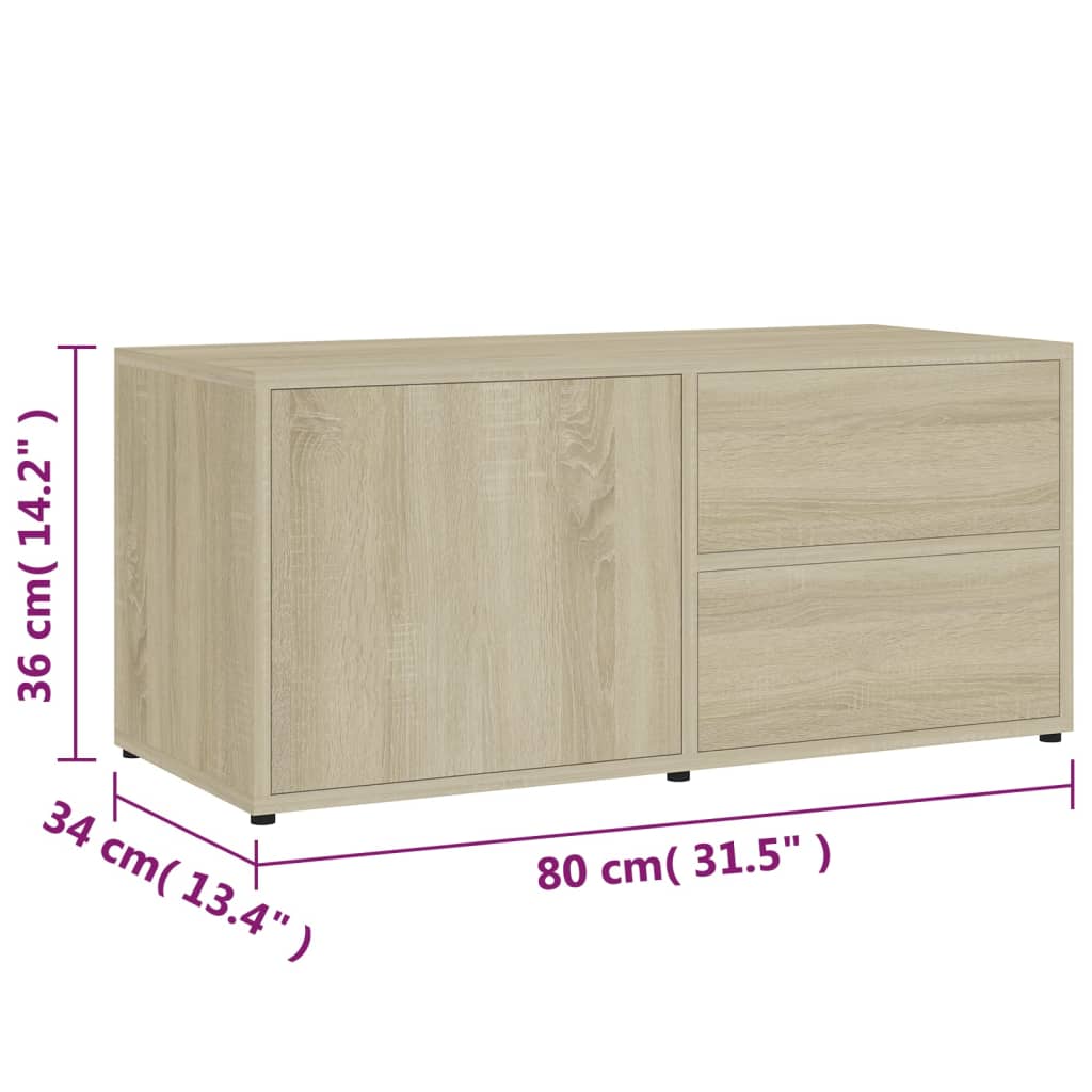 vidaXL Mobile Porta TV Rovere Sonoma 80x34x36 cm Legno Multistrato