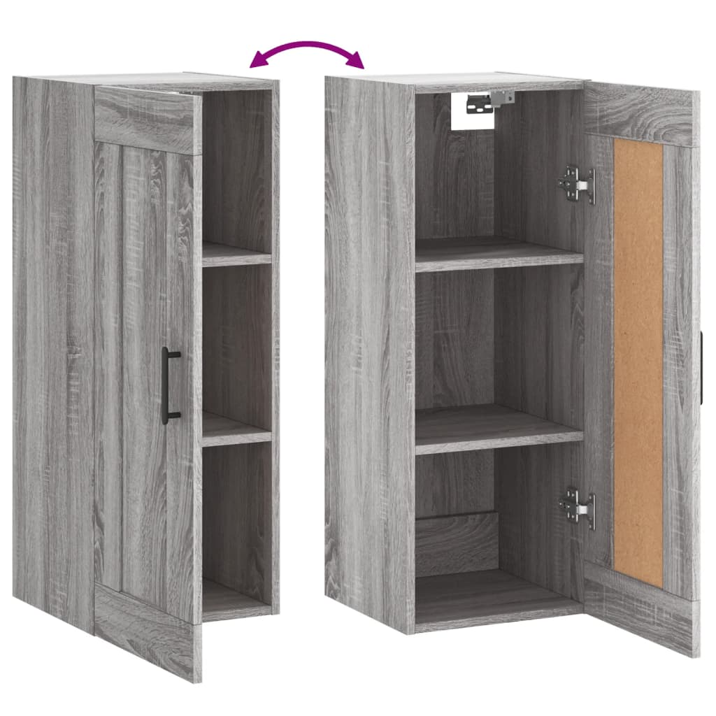 vidaXL Mobile a Parete Grigio Sonoma 34,5x34x90 cm Legno Multistrato