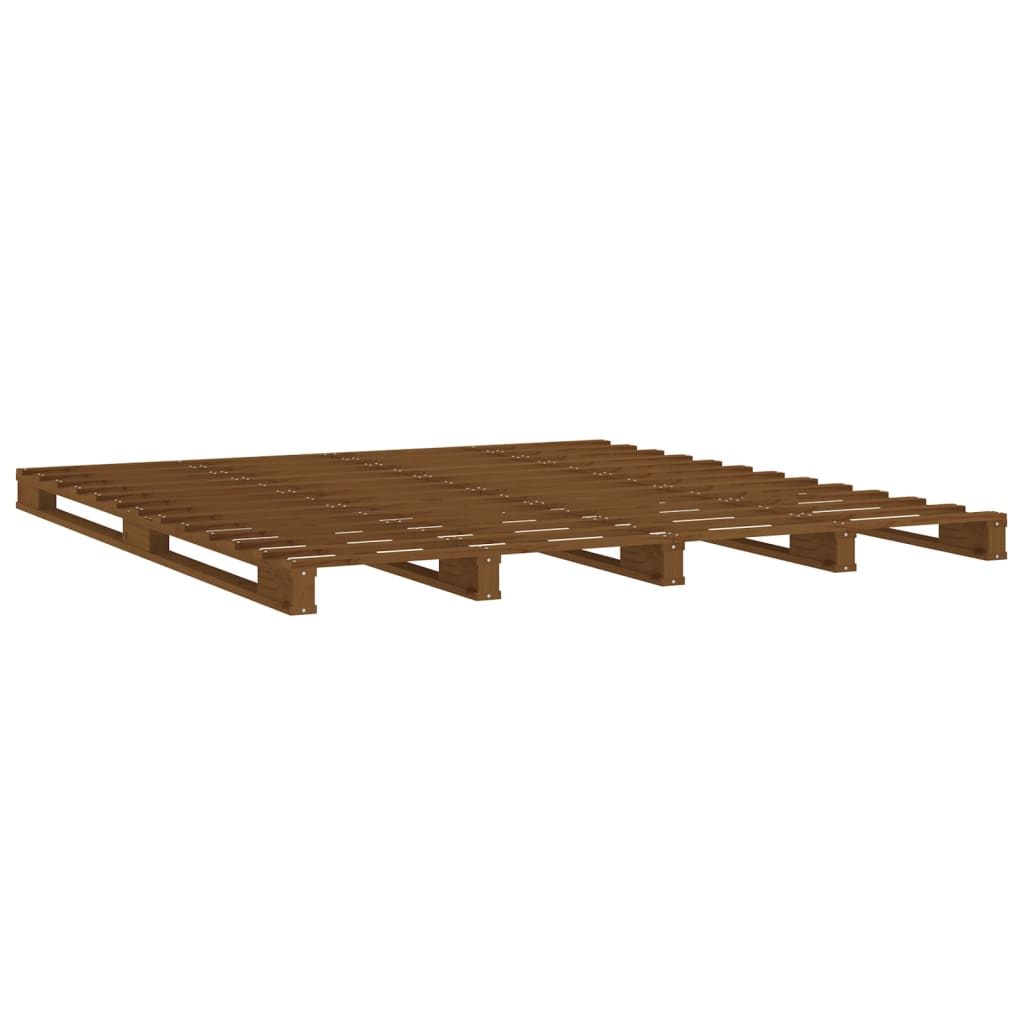 vidaXL Letto Pallet senza Materasso Ambra 140x190 in Legno Massello