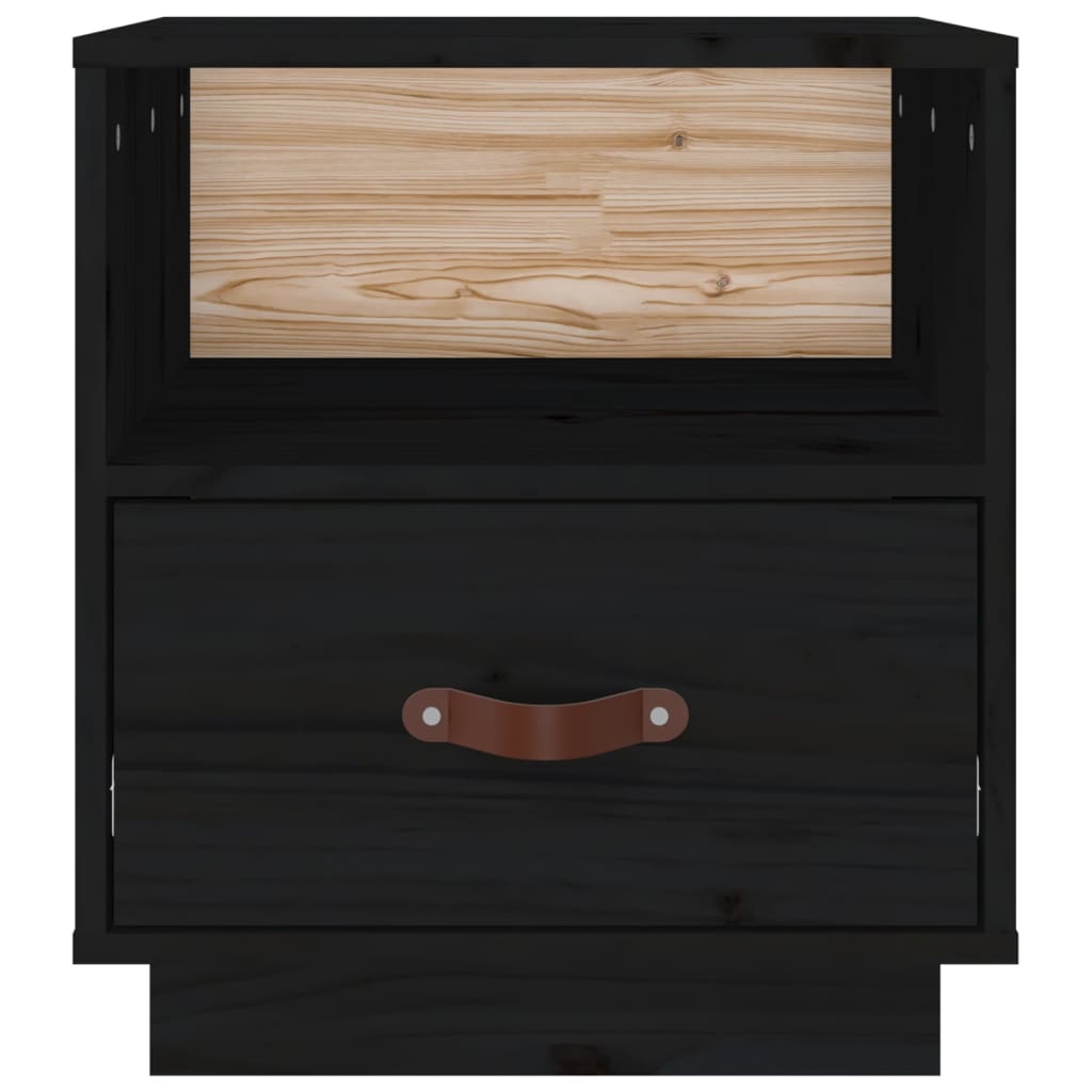 vidaXL Comodini Nero 2 pz 40x34x45 cm in Legno Massello di Pino