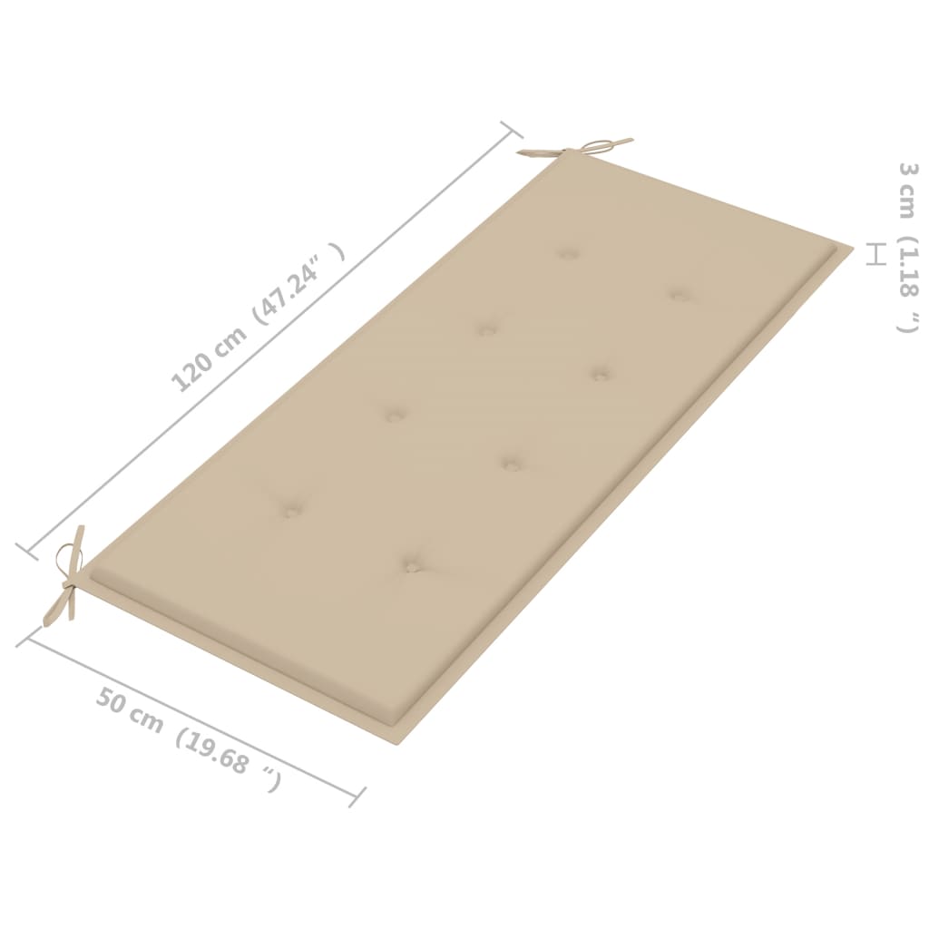 vidaXL Panca da Giardino con Cuscino 120 cm in Massello di Acacia