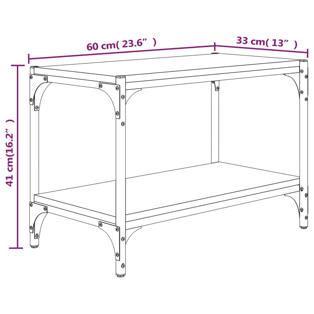 vidaXL Mobile Porta TV Nero 60x33x41 cm in Legno Multistrato e Acciaio