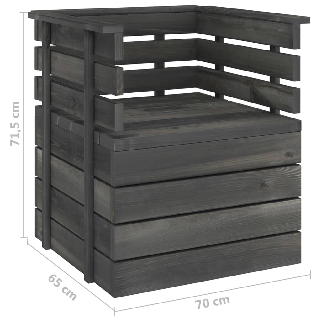 vidaXL Set Divani da Giardino su Pallet 8 pz Legno Pino Grigio Scuro