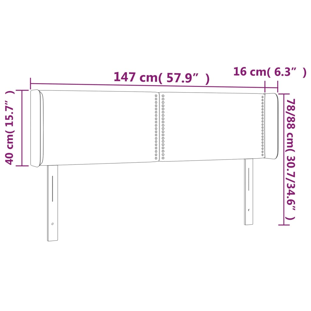 vidaXL Testiera ad Orecchio Grigio Scuro 147x16x78/88 cm in Tessuto