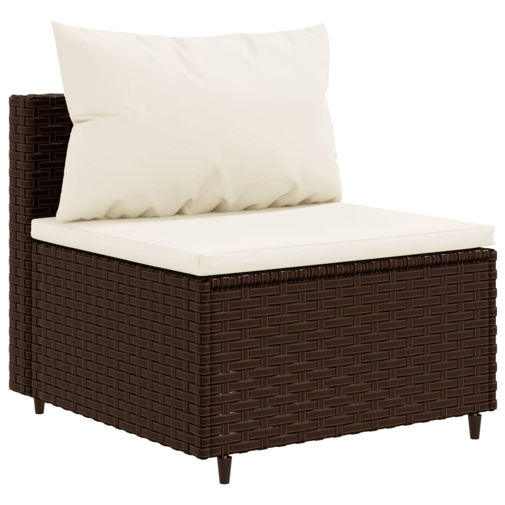 vidaXL Set Divani da Giardino 5 pz con Cuscini Marrone in Polyrattan