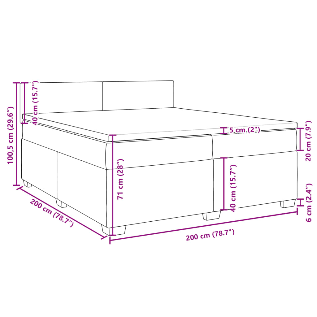 vidaXL Giroletto a Molle con Materasso Grigio Chiaro 200x200cm Velluto