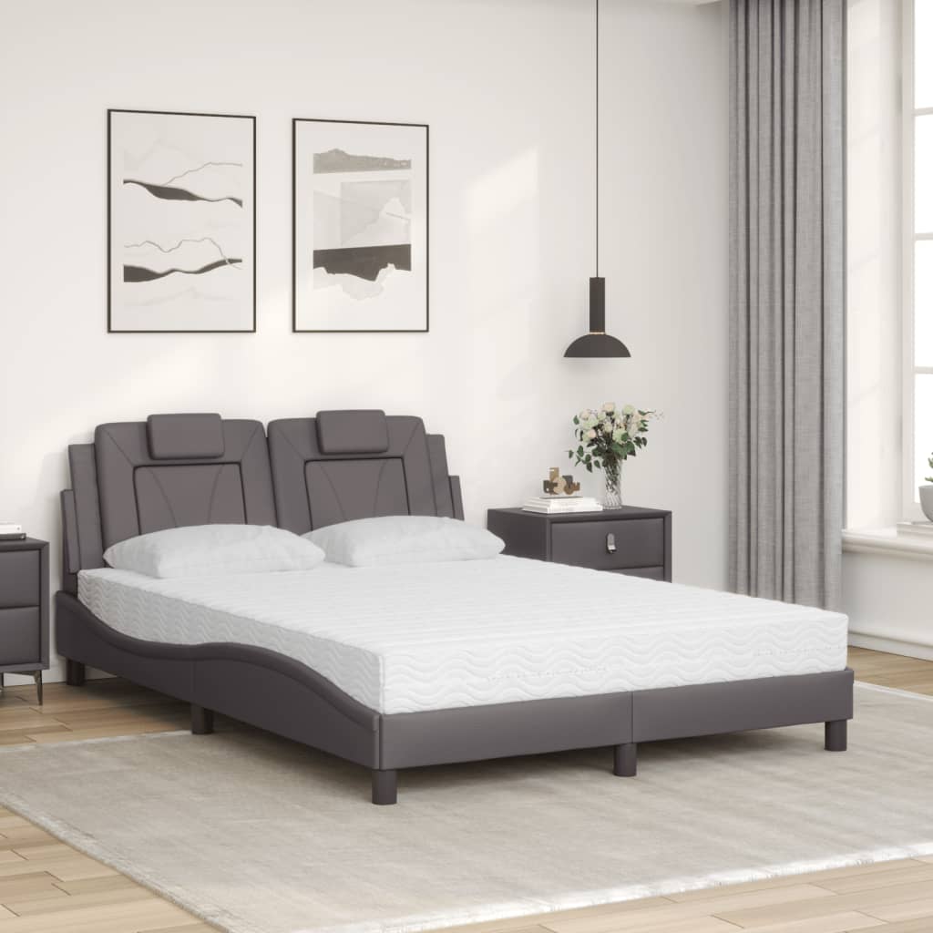 vidaXL Letto con Materasso Grigio 120x200 cm in Similpelle