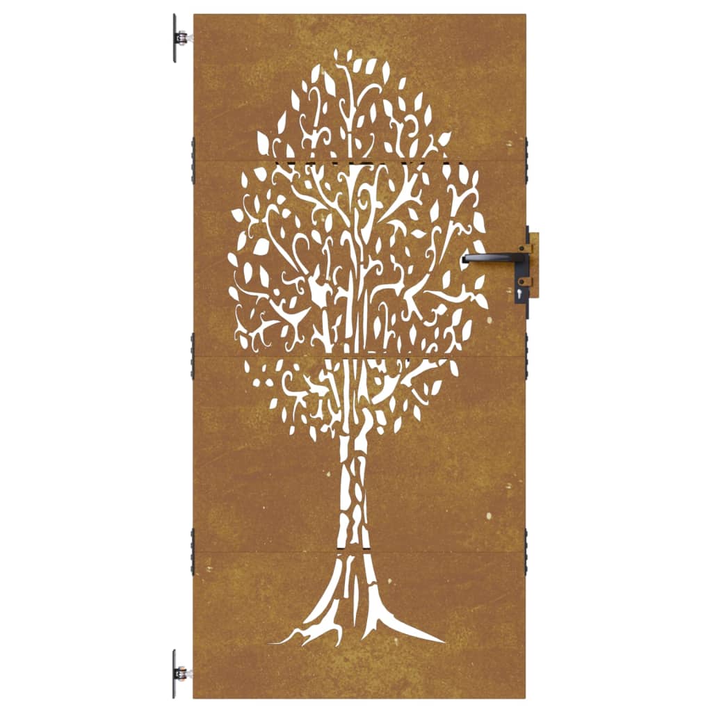 vidaXL Cancello da Giardino 85x200 cm in Acciaio Corten Design Albero